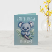 Carte Couleur d'eau mignonne Kawaii Koala fête pliée (Fleur jaune)