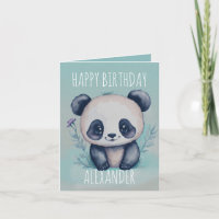 Couleur d'eau mignonne Kawaii panda plié anniversa