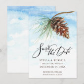 Carte Couleur d'eau Pinecone de la scène d'hiver Enregis (Devant / Derrière)