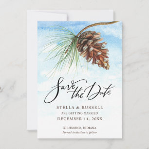 Carte Couleur d'eau Pinecone de la scène d'hiver Enregis