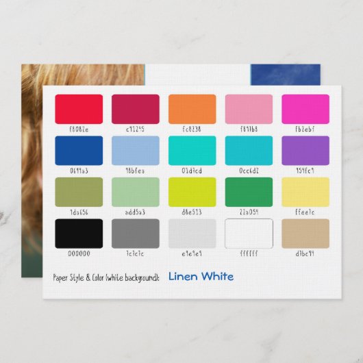 Carte Couleur, échantillon de lin blanc (Devant / Derrière)