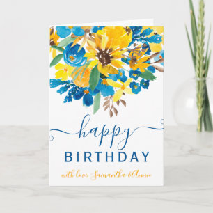 Carte Couleur florale de tournesol 2 photo anniversaire