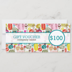 Carte Couleur Jolie Fleurs Rétro Voucher cadeau