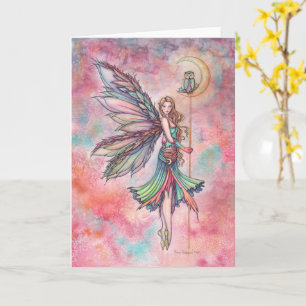 Carte Couleur Jouer Fairy and Owl on Moon Imaginaire Art