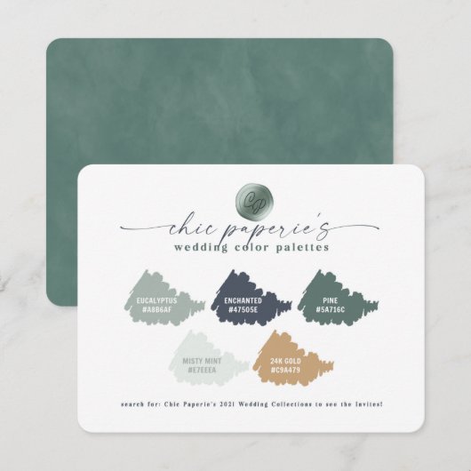 Carte couleur Mariage d'été Gold de Green Navy (Devant / Derrière)