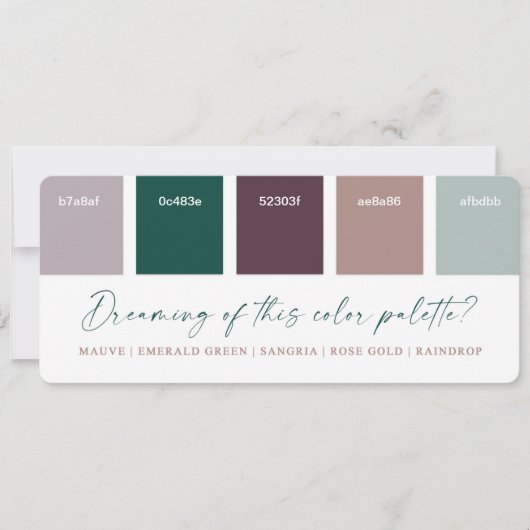 Carte couleur Mariage Emerald & Rose Gold (Devant)
