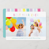 Carte couleur multi photo nouvelle année (Devant / Derrière)