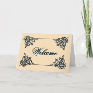 Carte Couleur naturelle avec bordure en métal bienvenue
