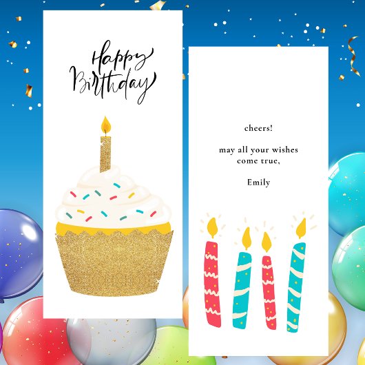 Carte couleur or Anniversaire Noir et Blanc Plat C