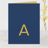 Carte Couleur Or & Bleu Monogramme Initial Professionnel (Fleur jaune)