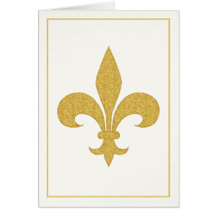 Carte couleur or Fleur-de-Lis sur Crème claire