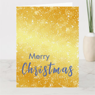 Carte Couleur or Joyeux Noël Message de famille Nouvel A