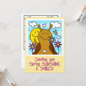 Carte Couleur printemps de l'envoi de sourires d'escargo (Devant/Arrière en situation)