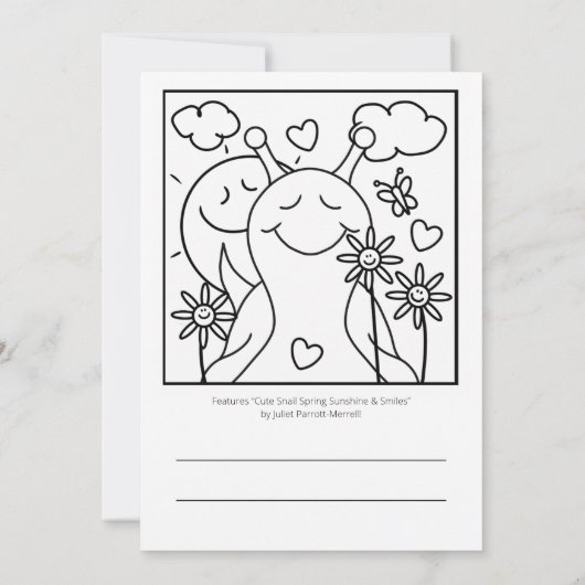 Carte Couleur printemps de l'envoi de sourires d'escargo (Dos)
