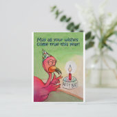 Carte couleur rose Flamant rose Anniversaire (Debout devant)