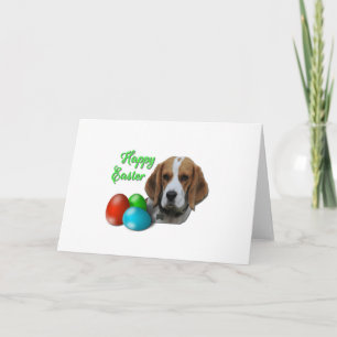 Carte Couleur Tri Beagle, belle fête de Pâques