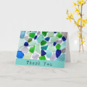 Carte Couleurs cool Merci en verre de mer (Fleur jaune)