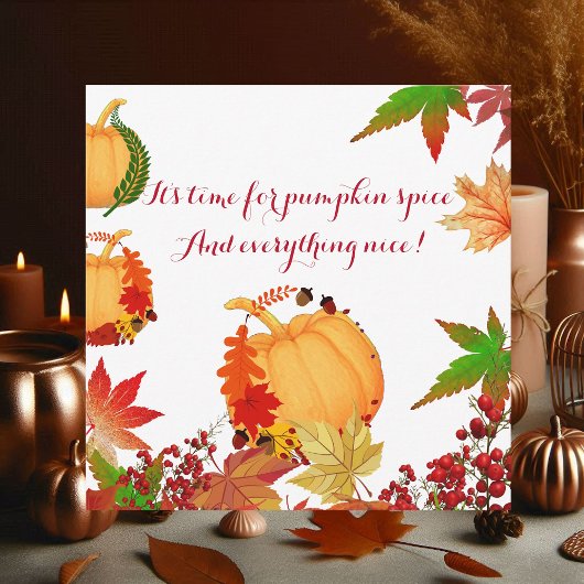 Carte Couleurs de automne citrouille épice Berry rouge F