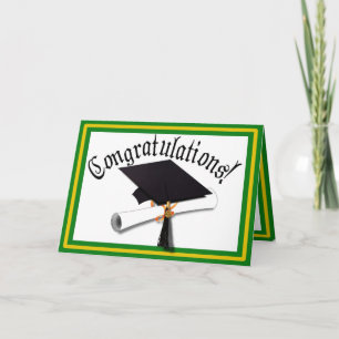 Carte Couleurs de l'école de graduation Or et vert