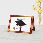 Carte Couleurs de l'école or et rouge pour le diplômé (Fleur jaune)