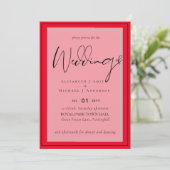 Carte Couleurs de mariage tendance NOIR et ROUGE BUDGET (Debout devant)