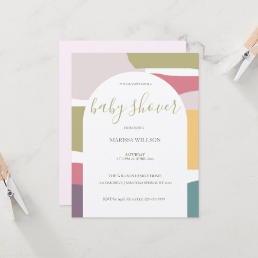 Carte Couleurs d'été crémeuses Abstraites modernes (Devant/Arrière en situation)