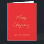 Carte Couleurs rouge et or brillantes Joyeux Noël<br><div class="desc">Représenter ce design moderne et élégant. Ce modèle peut être customisé pour répondre à tous les métiers professionnels.</div>