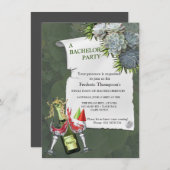 Carte Couleurs Succulentes de blues pâles Bachelor Party (Devant / Derrière)