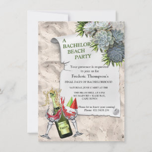 Carte Couleurs Succulentes de blues pâles Bachelor Party