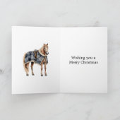 Carte Country Bleu Rouge Blanc Carrés Cheval Noël (Intérieur)