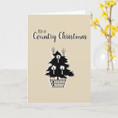 Carte Country Christmas Tree Beige Rustique Personnalisa (Fleur jaune)