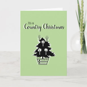 Carte Country Christmas Tree Green Rustic Personnalisabl