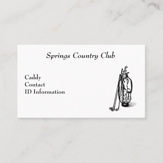 Carte Country Club Golf Caddy (Devant)