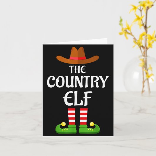 Carte Country Elf Family Matching Group Christmas Cowboy (Fleur jaune)