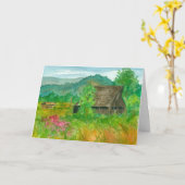 Carte Country Grange aquarelle Peinture Joyeux anniversa (Fleur jaune)