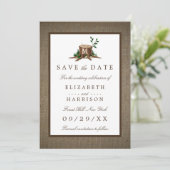 Carte Country Rustic Burlap Monogramme Arbre Enregistrer (Debout devant)