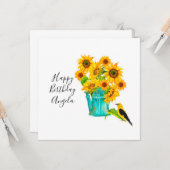 Carte Country Sunflowers Bouquet Anniversaire (Devant/Arrière en situation)