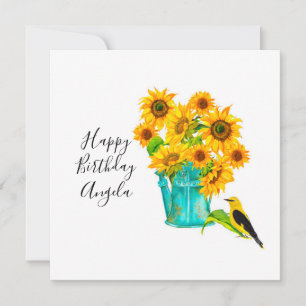 Carte Country Sunflowers Bouquet Anniversaire