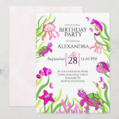 Carte Coup Rose Sous La Fête D'Anniversaire Des Filles D (Devant / Derrière)