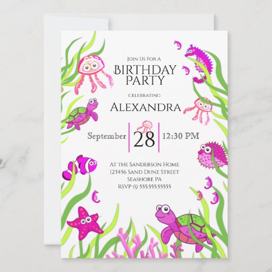 Carte Coup Rose Sous La Fête D'Anniversaire Des Filles D (Devant)