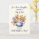 Carte Coupe d'amour et de fleurs de la Fille de la premi (Fleur jaune)