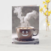 Carte Coupe De Café Anniversaire Avec Sourire (Fleur jaune)