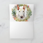 Carte Coupe de fête de la couronne de Noël Bull Terrier (Intérieur)