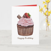 Carte Coupe De Fraise Cute À L'Aquarelle (Fleur jaune)