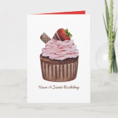 Carte Coupe De Fraise Cute À L'Aquarelle (Devant)