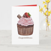 Carte Coupe De Fraise Cute À L'Aquarelle (Fleur jaune)