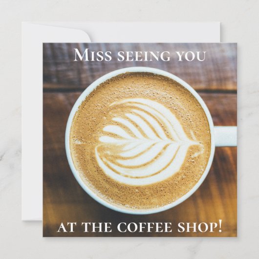 Carte Coupe de latte de café avec mousse de forme feuill (Devant)