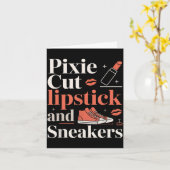 Carte Coupe pixie rouge à lèvres et baskets style de che (Fleur jaune)