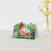 Carte Coupe rouge, blanc et bleu Gnome de peinture numér (Fleur jaune)