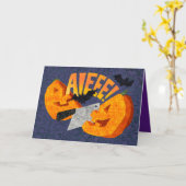 Carte Couper en deux un charmant Jack O Lantern d'Hallow (Fleur jaune)